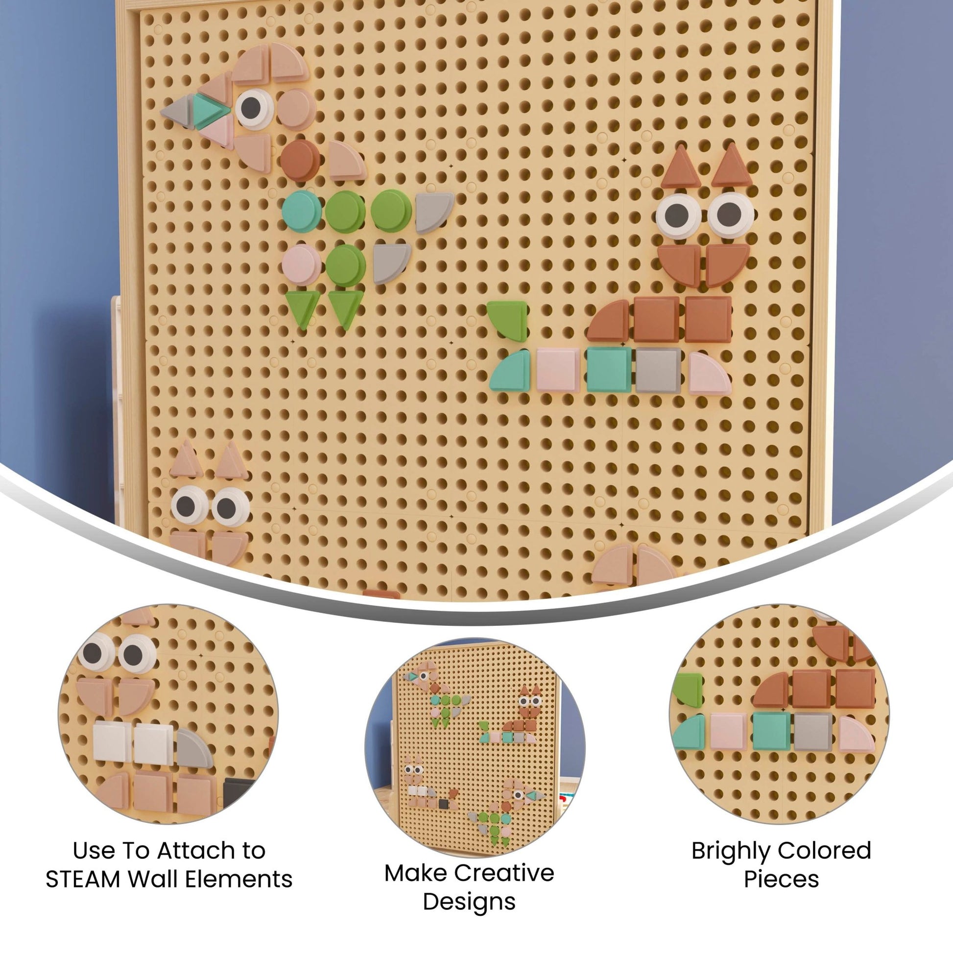 Bright Beginnings Commercial Grade Pastel 256 Piece Shape Set for Modular STEAM Wall Systems - SchoolOutlet