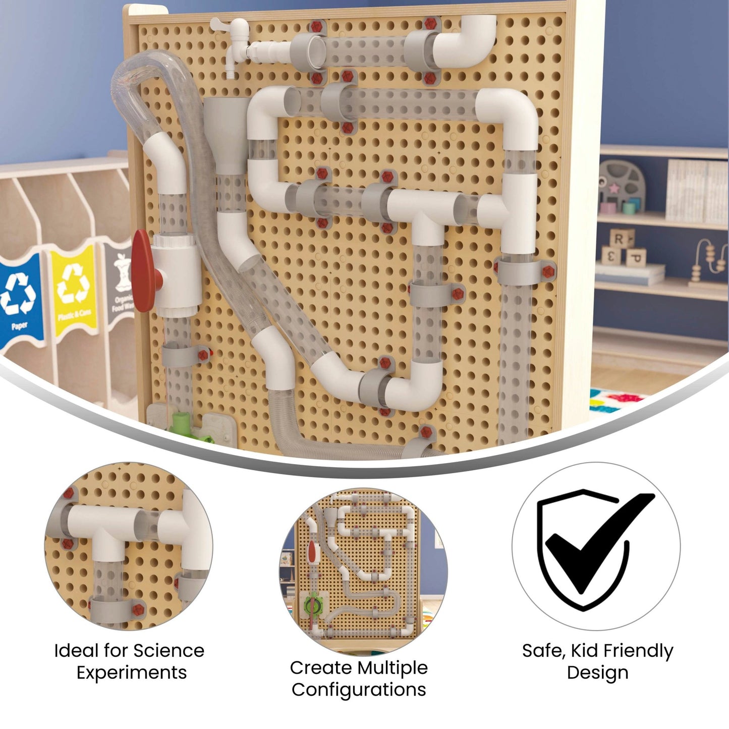Bright Beginnings Commercial Grade 80 Piece Pipe Builder Set for Modular STEAM Wall Systems - SchoolOutlet