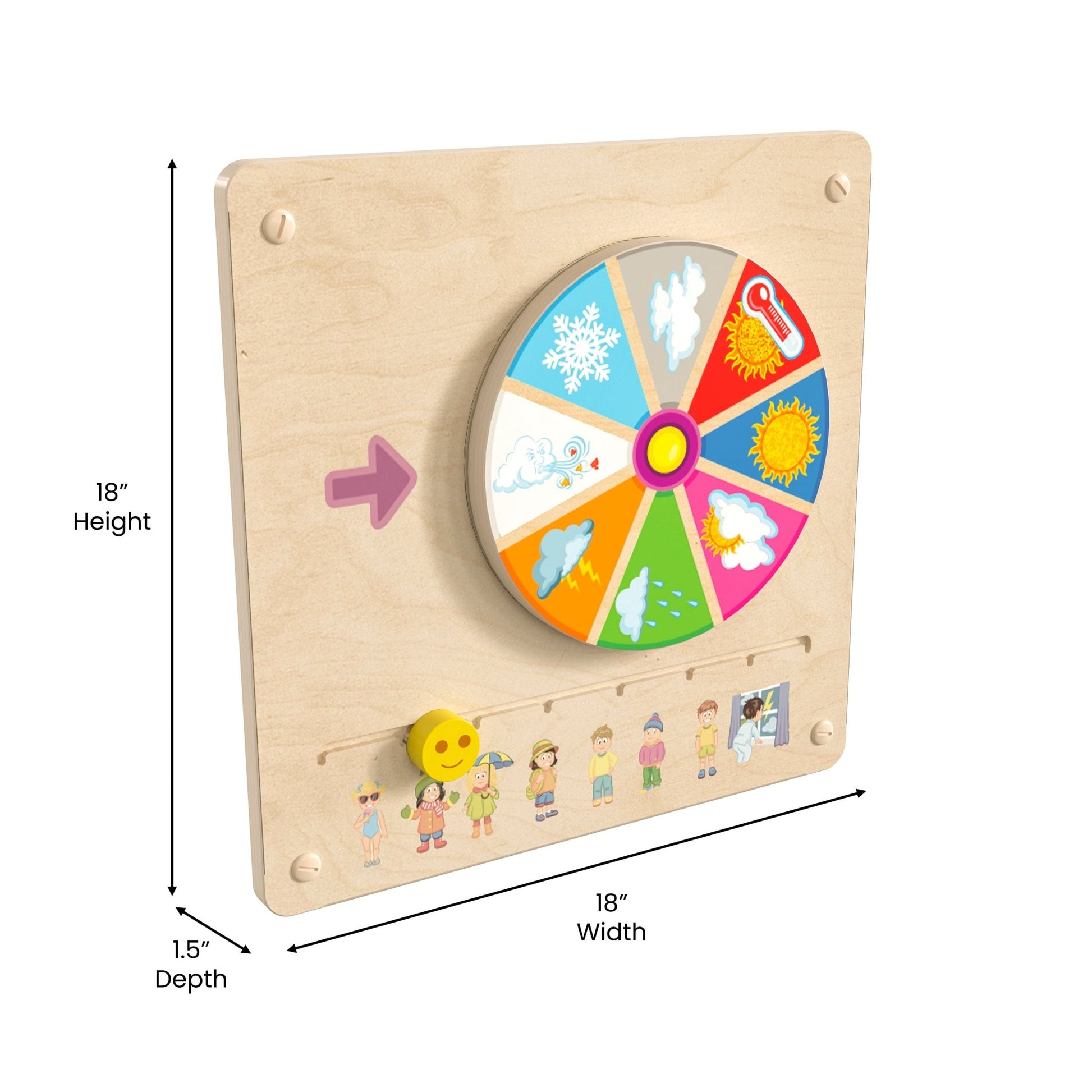 Bright Beginnings Commercial Grade STEAM Wall Activity Board with Natural Finish and Multicolor Accents, Weather - SchoolOutlet