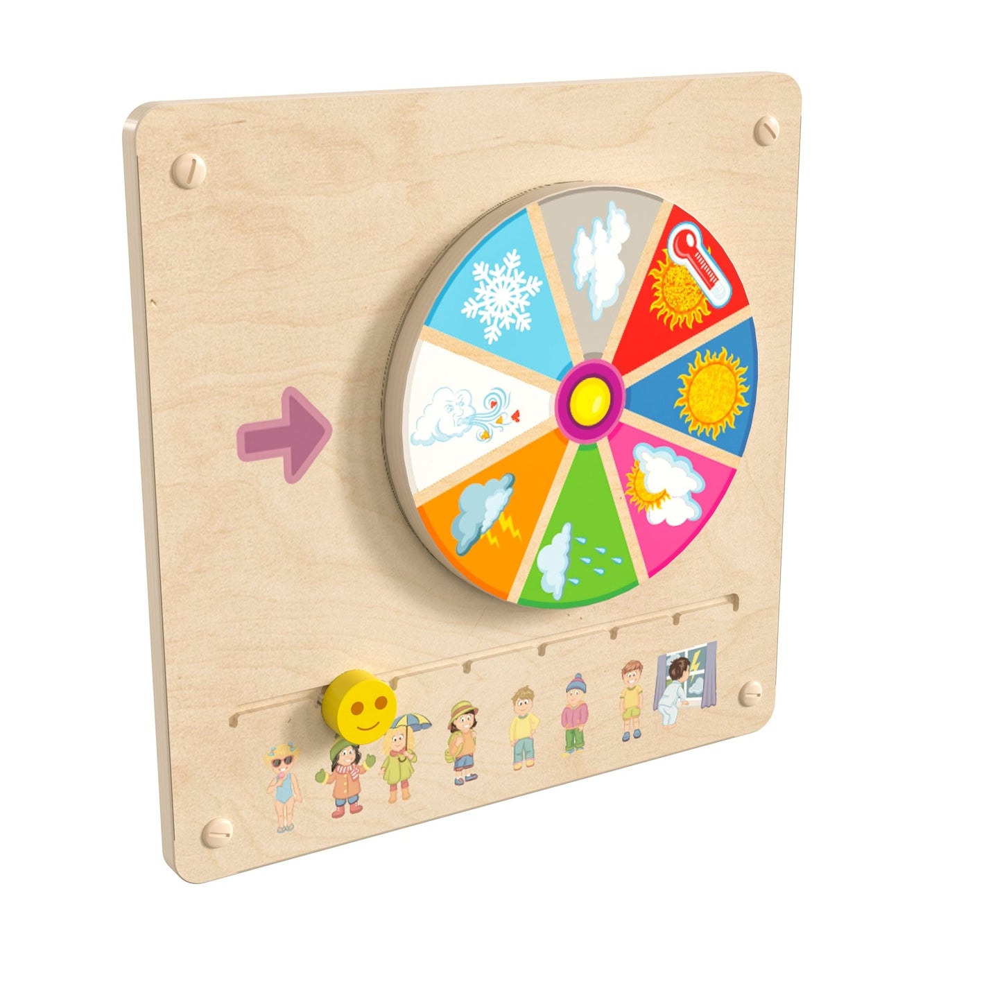 Bright Beginnings Commercial Grade STEAM Wall Activity Board with Natural Finish and Multicolor Accents, Weather - SchoolOutlet