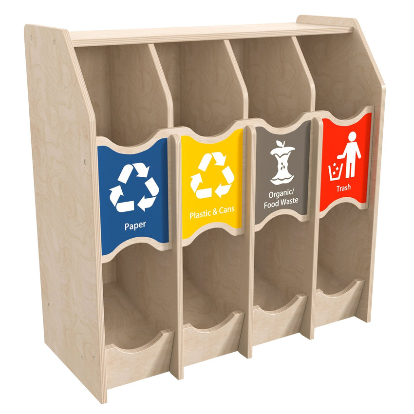 Bright Beginnings Commercial Grade Wooden Pretend Play Recycling Station for Children - SchoolOutlet