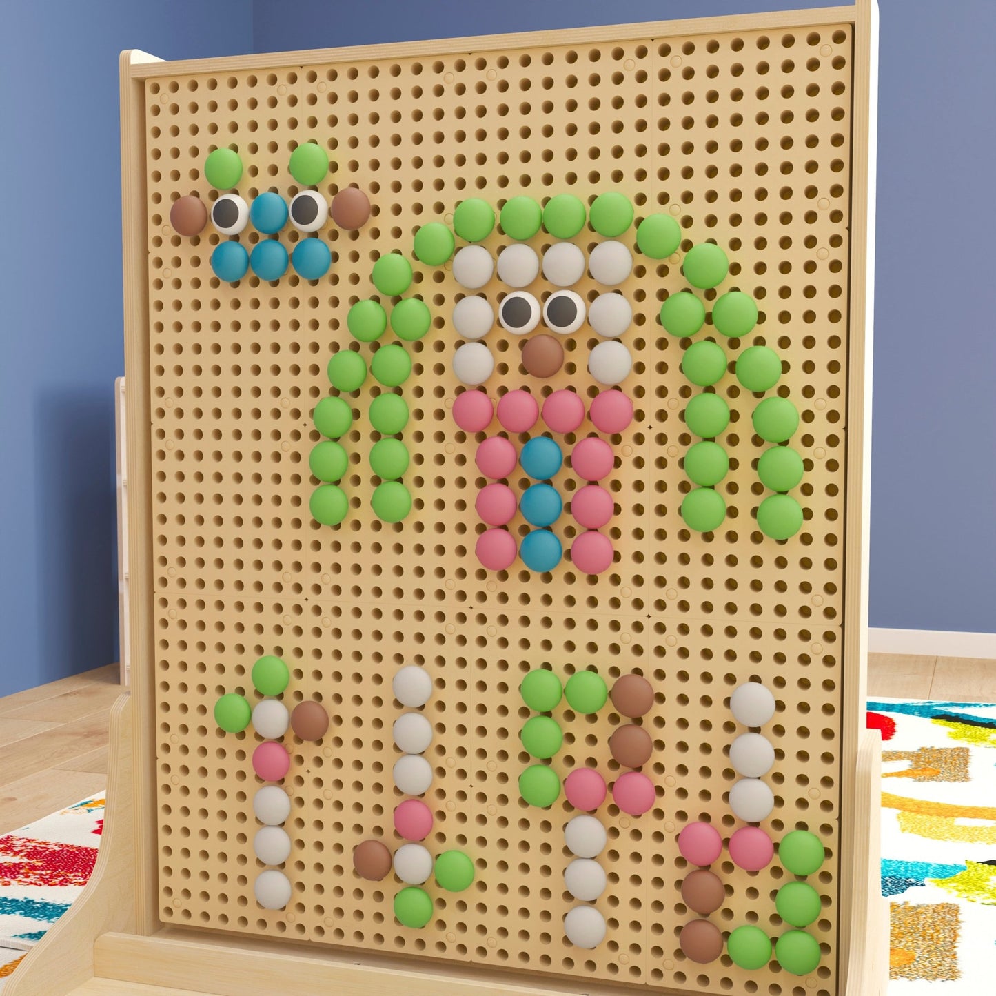 Bright Beginnings Commercial Grade 64 Piece Jumbo Peg Accessory Pack for Modular STEAM Walls - Pastel Multicolor - SchoolOutlet