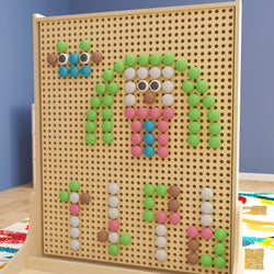 Bright Beginnings Commercial Grade 64 Piece Jumbo Peg Accessory Pack for Modular STEAM Walls - Pastel Multicolor