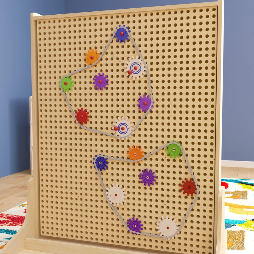 Bright Beginnings Commercial Grade 79 Piece Multicolor Chain and Gears Accessory Set for Modular STEAM Wall Systems - SchoolOutlet