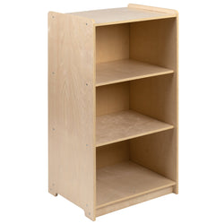 Hercules Wooden 3 Section School Classroom Storage Cabinet for Commercial or Home Use - Safe, Kid Friendly Design - 36"H (Natural)