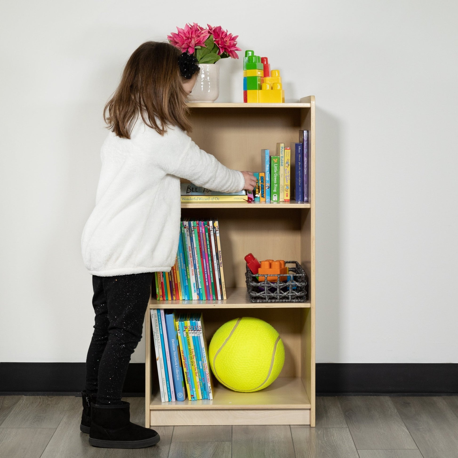 Hercules Wooden 3 Section School Classroom Storage Cabinet for Commercial or Home Use - Safe, Kid Friendly Design - 36"H (Natural) - SchoolOutlet