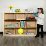 Hercules Wooden 8 Section School Classroom Storage Cabinet for Commercial or Home Use - Safe, Kid Friendly Design - 36