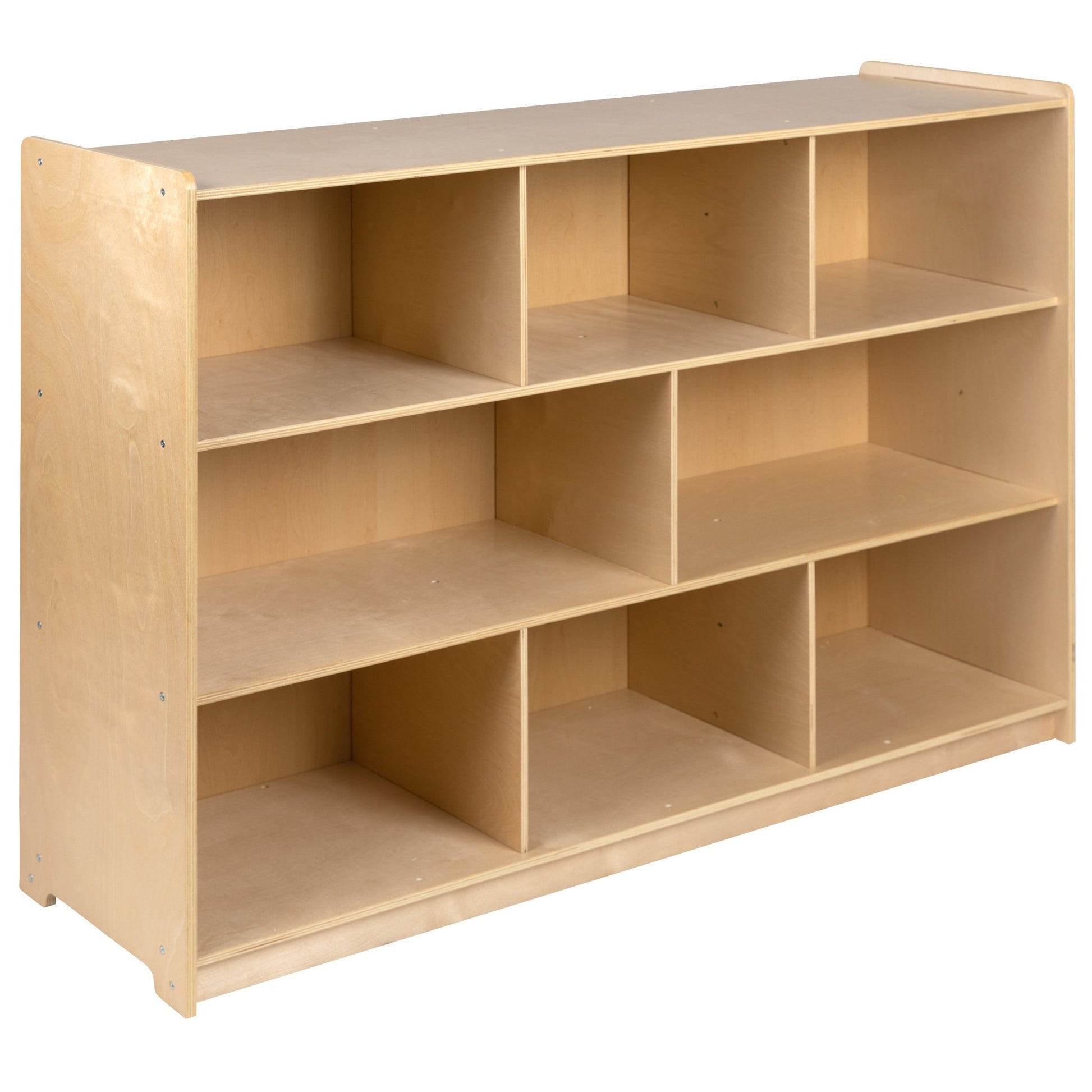 Hercules Wooden 8 Section School Classroom Storage Cabinet for Commercial or Home Use - Safe, Kid Friendly Design - 36"H (Natural) - SchoolOutlet