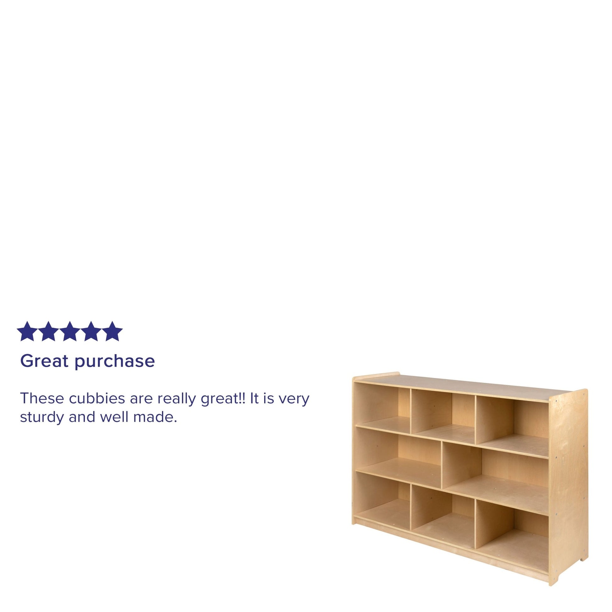 Hercules Wooden 8 Section School Classroom Storage Cabinet for Commercial or Home Use - Safe, Kid Friendly Design - 36"H (Natural) - SchoolOutlet