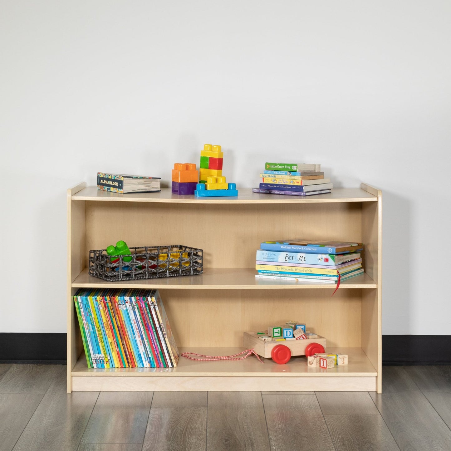 Hercules Wooden 2 Section School Classroom Storage Cabinet for Commercial or Home Use - Safe, Kid Friendly Design - 24"H x 36"L (Natural) - SchoolOutlet