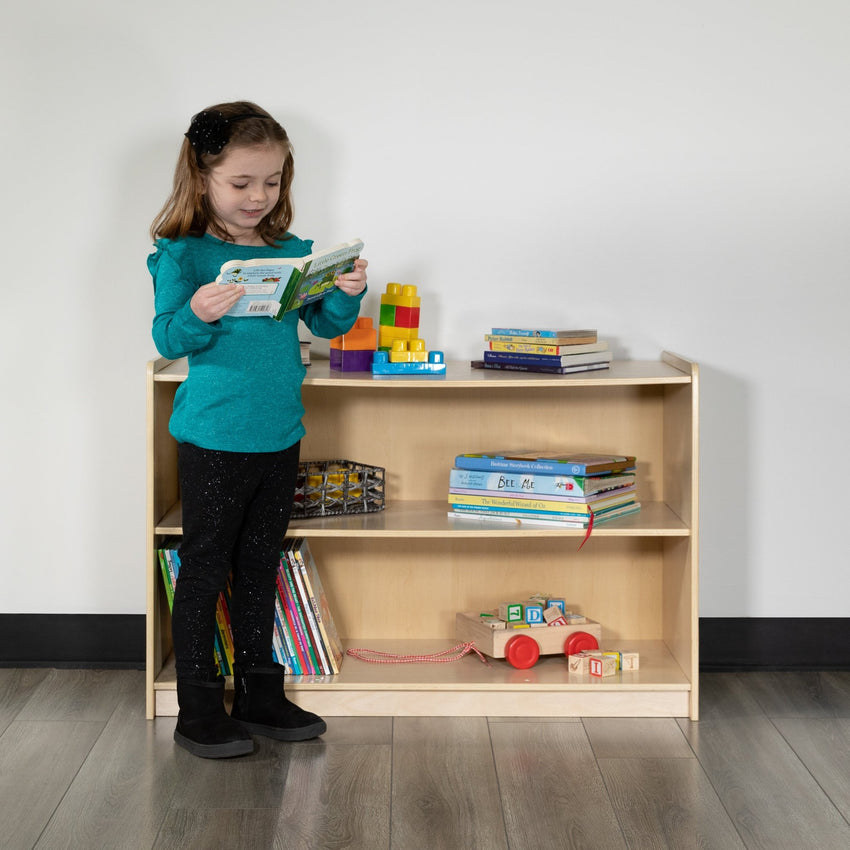 Hercules Wooden 2 Section School Classroom Storage Cabinet for Commercial or Home Use - Safe, Kid Friendly Design - 24"H x 36"L (Natural) - SchoolOutlet