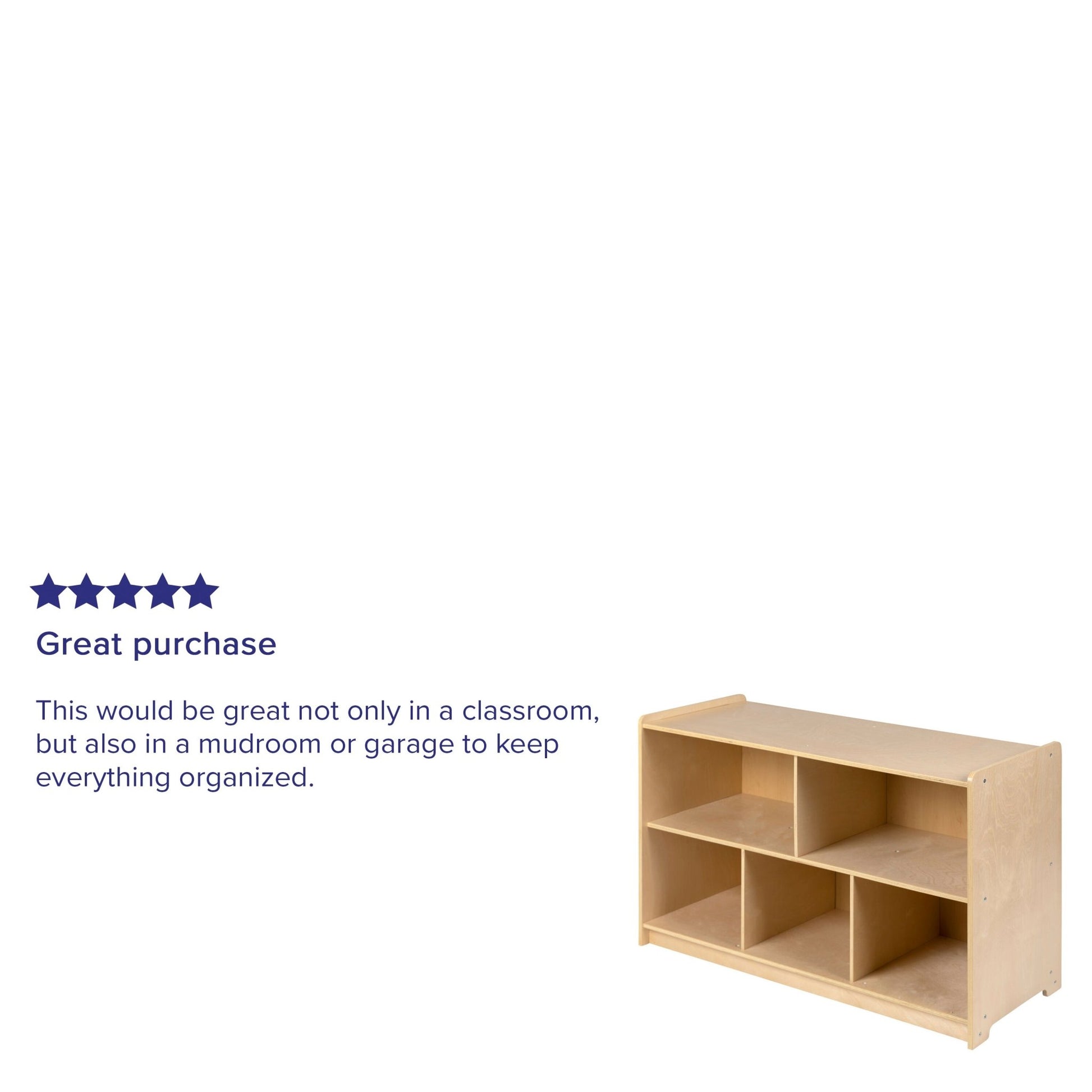 Hercules Wooden 5 Section School Classroom Storage Cabinet for Commercial or Home Use - Safe, Kid Friendly Design - 24"H x 36"L (Natural) - SchoolOutlet