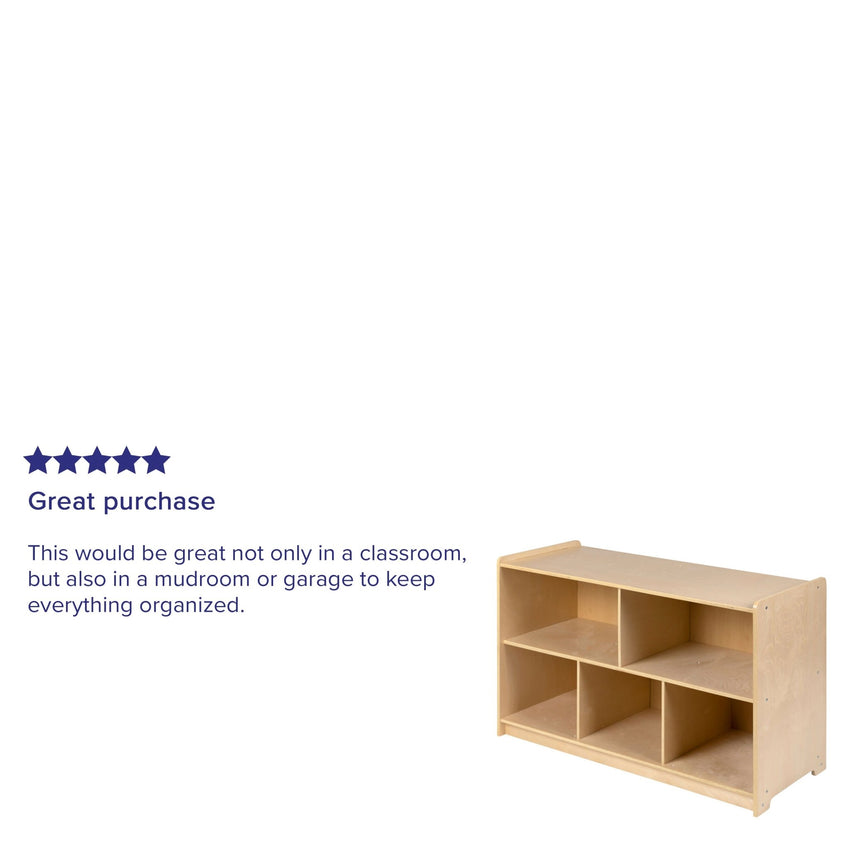 Hercules Wooden 5 Section School Classroom Storage Cabinet for Commercial or Home Use - Safe, Kid Friendly Design - 24"H x 36"L (Natural) - SchoolOutlet