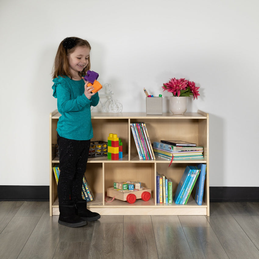 Hercules Wooden 5 Section School Classroom Storage Cabinet for Commercial or Home Use - Safe, Kid Friendly Design - 24"H x 36"L (Natural) - SchoolOutlet