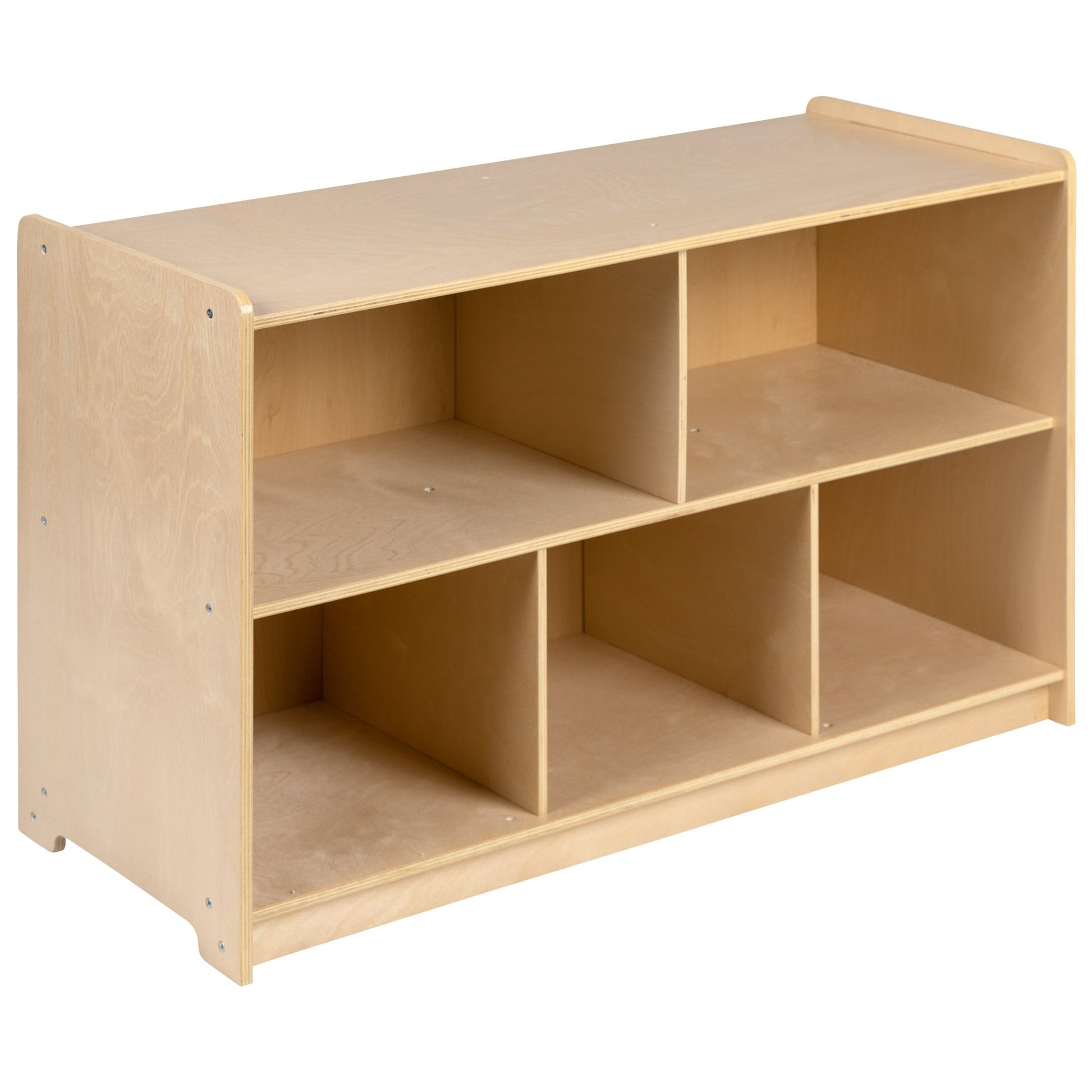 Hercules Wooden 5 Section School Classroom Storage Cabinet for Commercial or Home Use - Safe, Kid Friendly Design - 24"H x 36"L (Natural) - SchoolOutlet