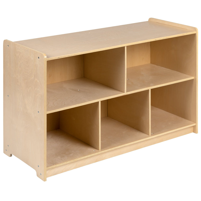 Hercules Wooden 5 Section School Classroom Storage Cabinet for Commercial or Home Use - Safe, Kid Friendly Design - 24"H x 36"L (Natural) - SchoolOutlet