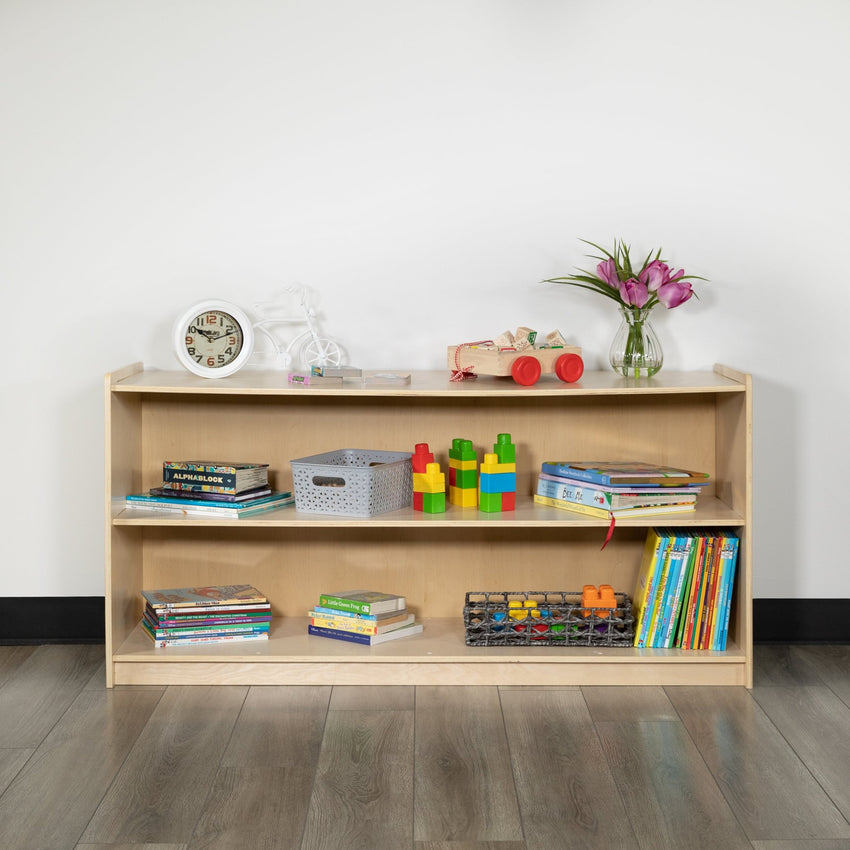 Hercules Wooden 2 Section School Classroom Storage Cabinet for Commercial or Home Use - Safe, Kid Friendly Design - 24"H x 48"L (Natural) - SchoolOutlet