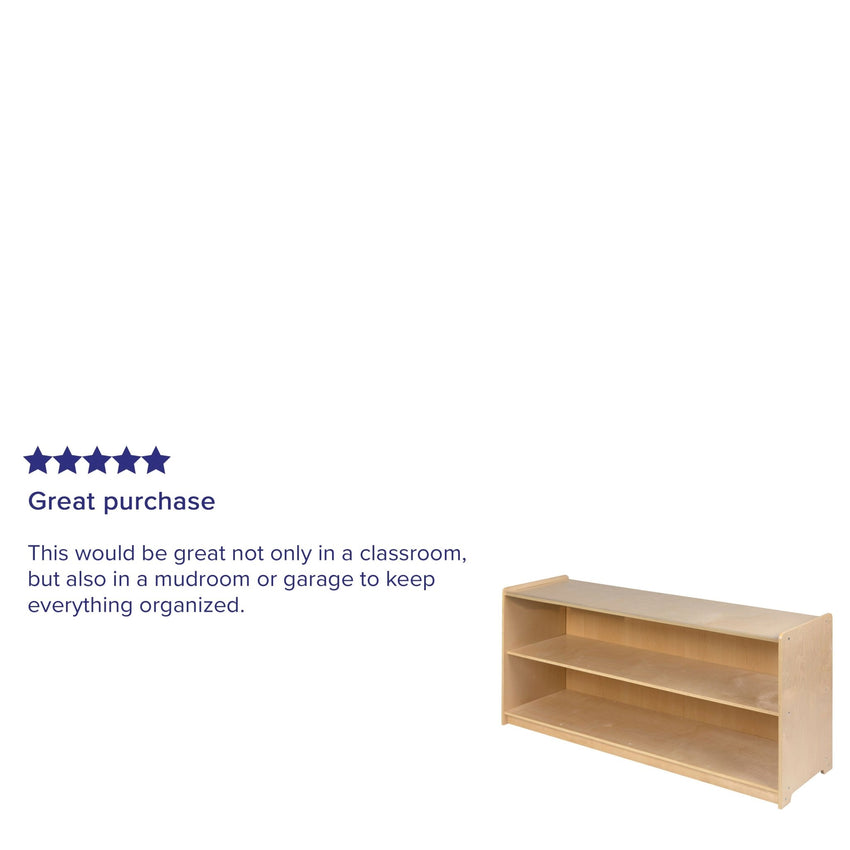 Hercules Wooden 2 Section School Classroom Storage Cabinet for Commercial or Home Use - Safe, Kid Friendly Design - 24"H x 48"L (Natural) - SchoolOutlet