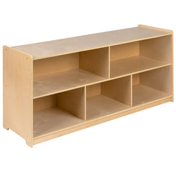 Hercules Wooden 5 Section School Classroom Storage Cabinet for Commercial or Home Use - Safe, Kid Friendly Design - 24"H x 48"L (Natural)