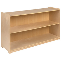 Hercules Wooden 2 Section School Classroom Storage Cabinet for Commercial or Home Use - Safe, Kid Friendly Design - 30"H x 48"L (Natural)