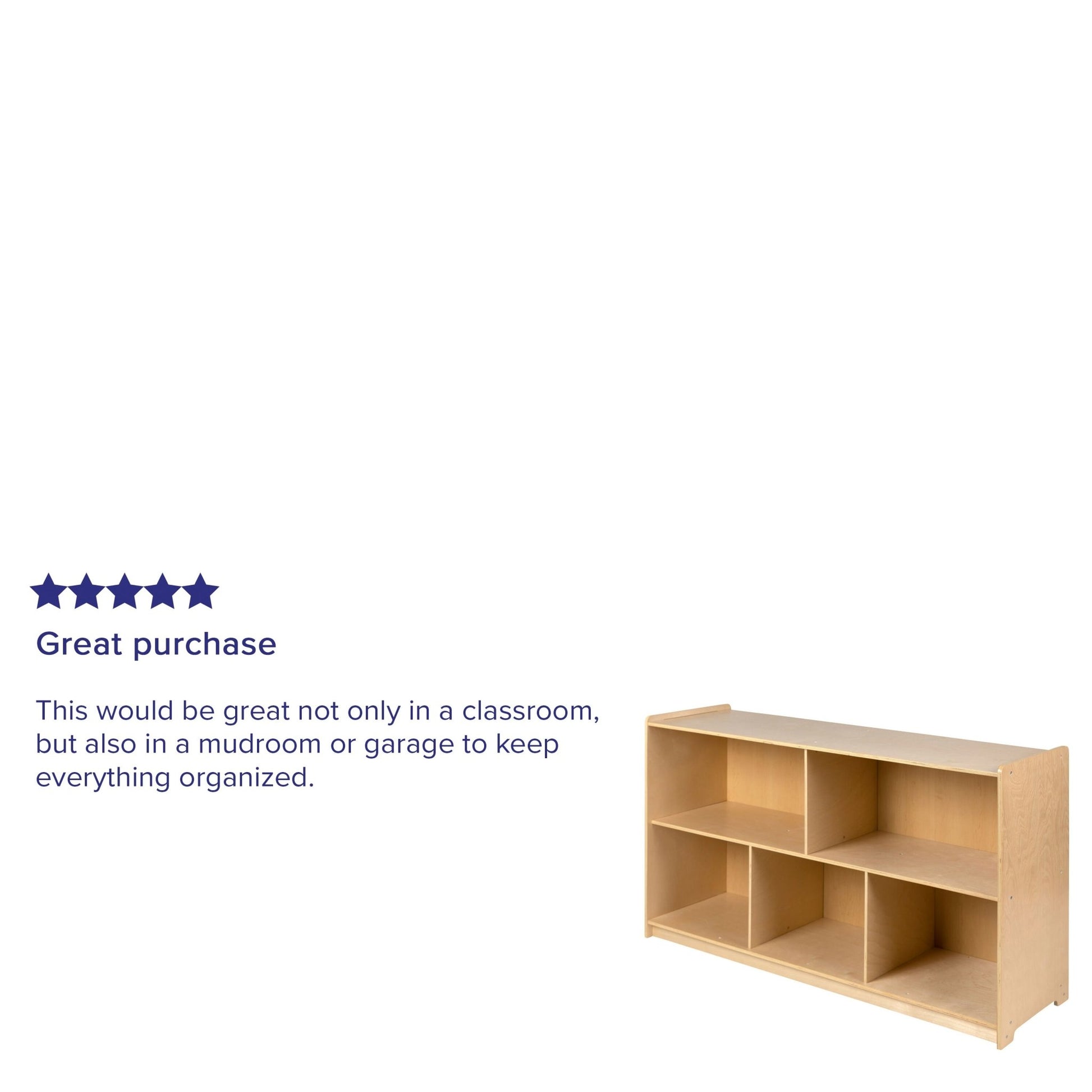 Hercules Wooden 5 Section School Classroom Storage Cabinet for Commercial or Home Use - Safe, Kid Friendly Design - 30"H x 48"L (Natural) - SchoolOutlet