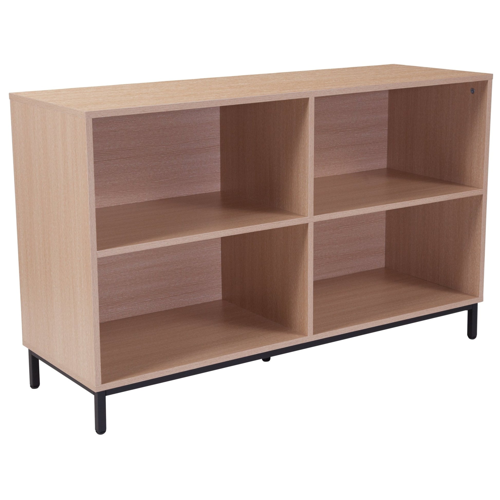 Dudley 4 Shelf 29.5"H Open Bookcase Storage in Oak Wood Grain Finish - SchoolOutlet