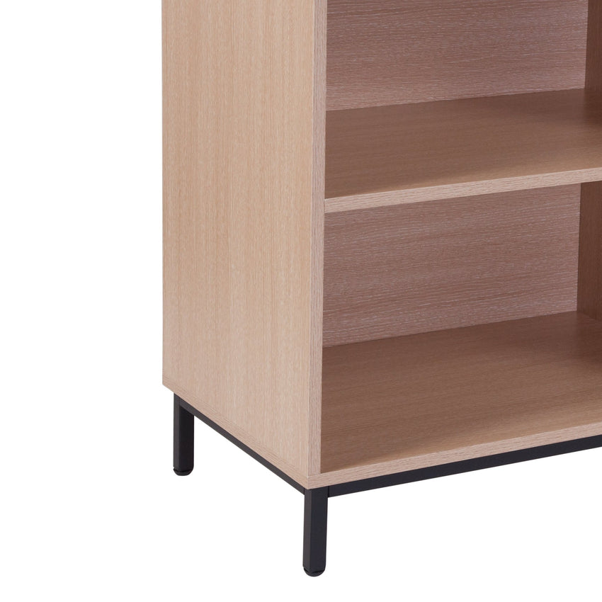 Dudley 4 Shelf 29.5"H Open Bookcase Storage in Oak Wood Grain Finish - SchoolOutlet