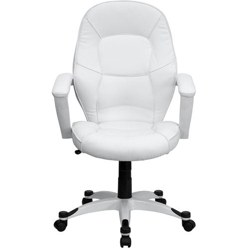 Flash Furniture Mid-Back White Leather Executive Office Chair(FLA-QD-5058M-WHITE-GG) - SchoolOutlet