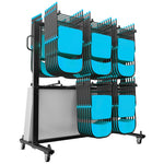 Hawkins Heavy Duty Folding Table and Chairs Mobile Cart-Locking Wheels, Outdoor Cover, 84 Folding Chairs or 42 Chairs and 12 Tables Capacity, Black - SchoolOutlet