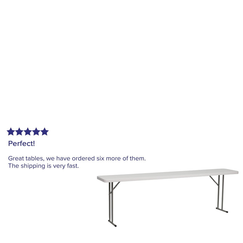 Kathryn 8-Foot Granite White Plastic Folding Training Table - SchoolOutlet