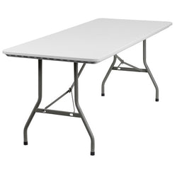 Flash Furniture 30''W x 72''L Granite White Plastic Folding Table(FLA-RB-3072-GG)