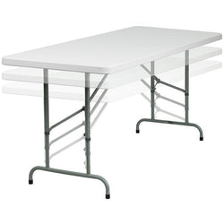 Flash Furniture 30''W x 72''L Height Adjustable Granite White Plastic Folding Table(FLA-RB-3072ADJ-GG)