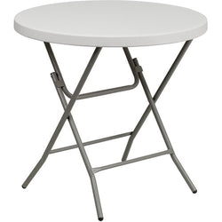 Flash Furniture 32'' Round Granite White Plastic Folding Table(FLA-RB-32R-GW-GG)