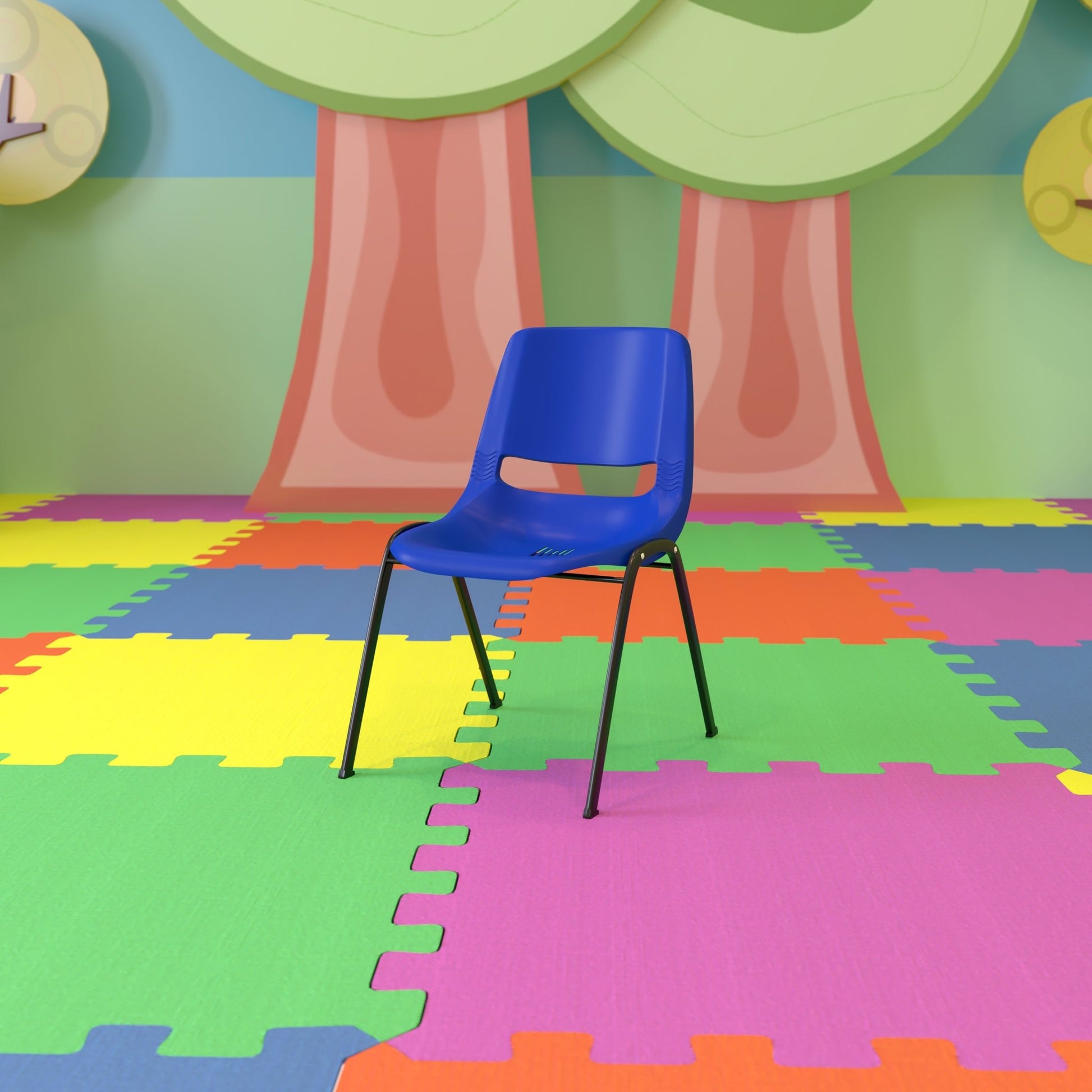 HERCULES Series 440 lb. Capacity Kid's Ergonomic Shell Stack Chair with Frame and 12" Seat Height - SchoolOutlet