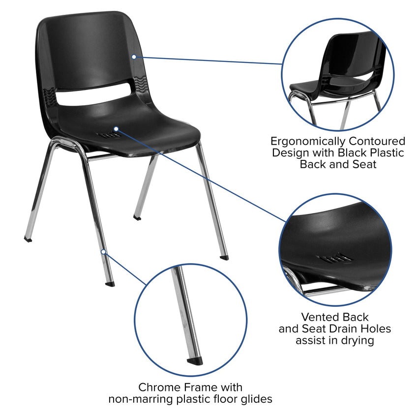 HERCULES Series 440 lb. Capacity Kid's Ergonomic Shell Stack Chair with Frame and 14" Seat Height - SchoolOutlet