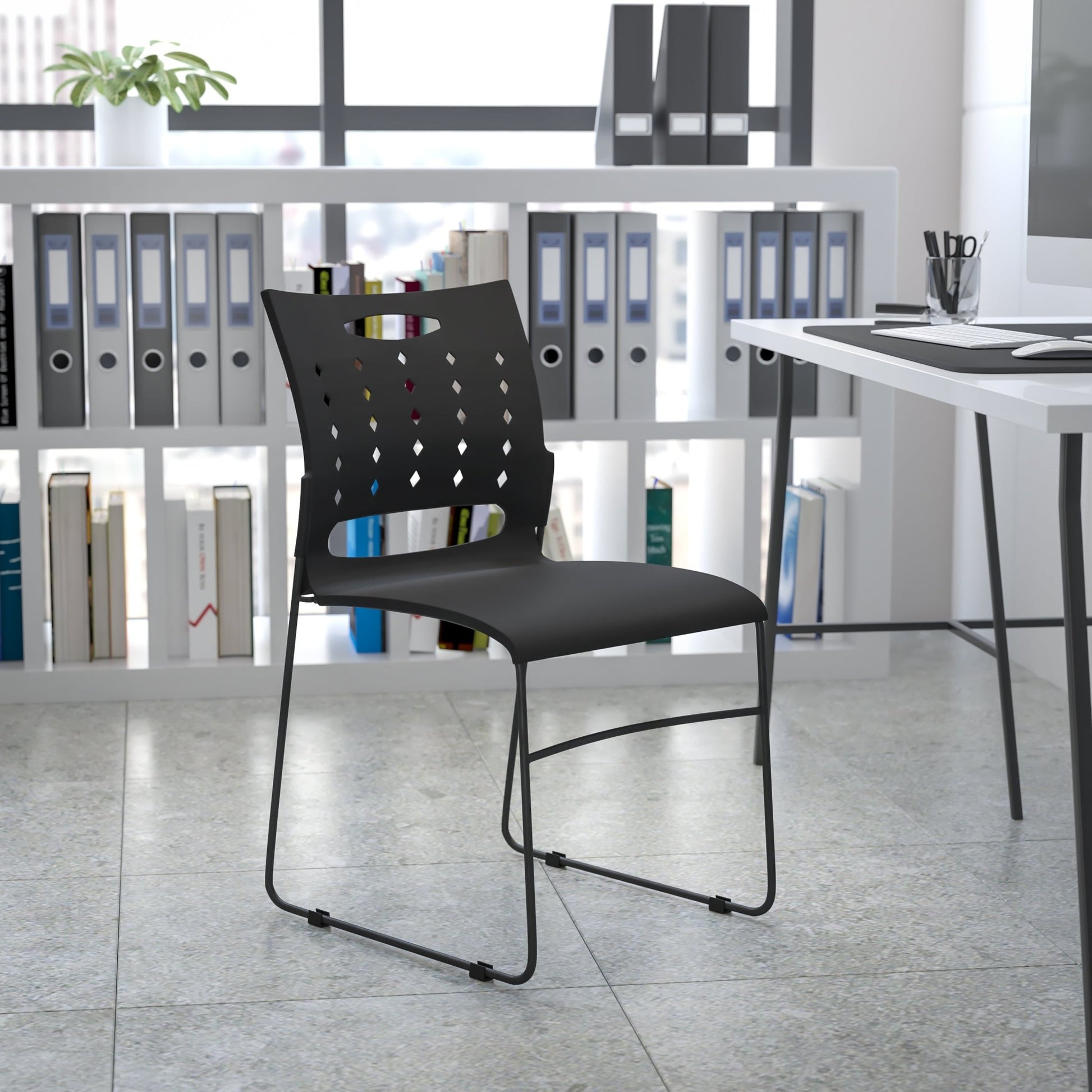 HERCULES Series 881 lb. Capacity Sled Base Stack Chair with Air-Vent Back - SchoolOutlet