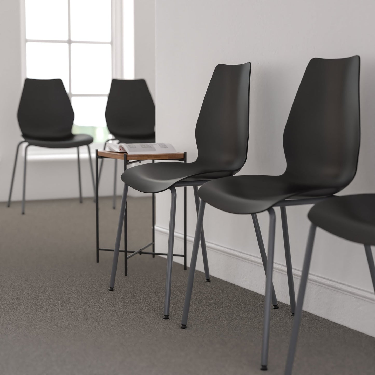 HERCULES Series 770 lb. Capacity Stack Chair with Lumbar Support and Silver Frame - SchoolOutlet