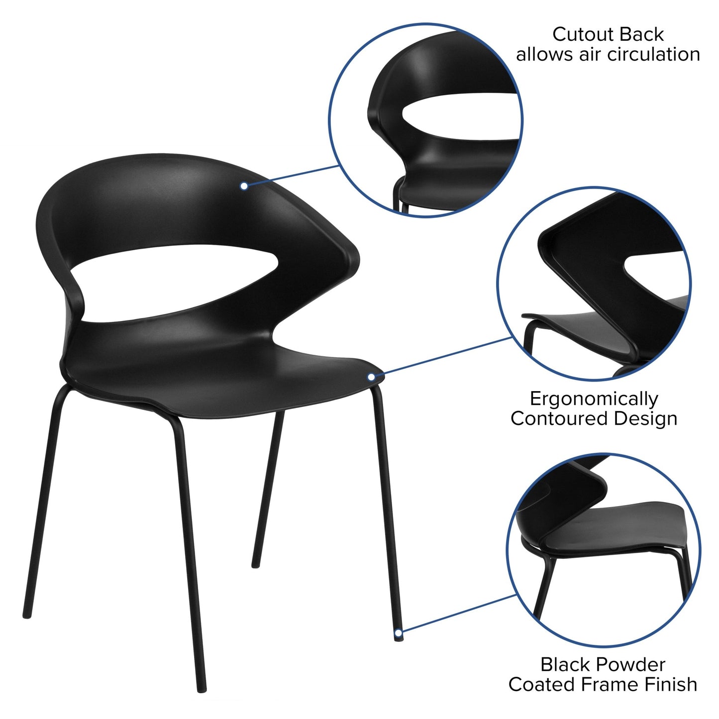 HERCULES Series 440 lb. Capacity Black Stack Chair - SchoolOutlet
