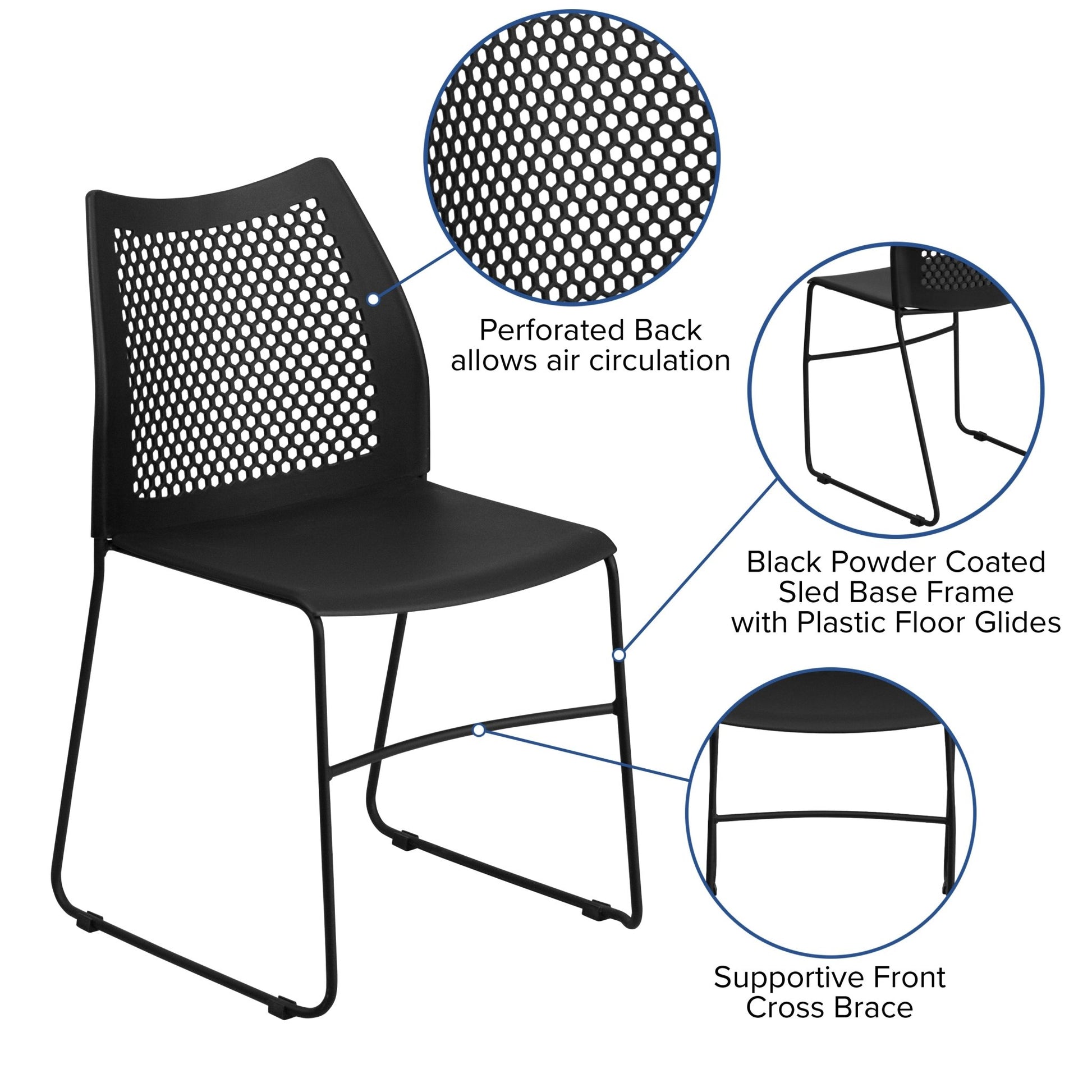 HERCULES Series 661 lb. Capacity Stack Chair with Air-Vent Back and Powder Coated Sled Base - SchoolOutlet