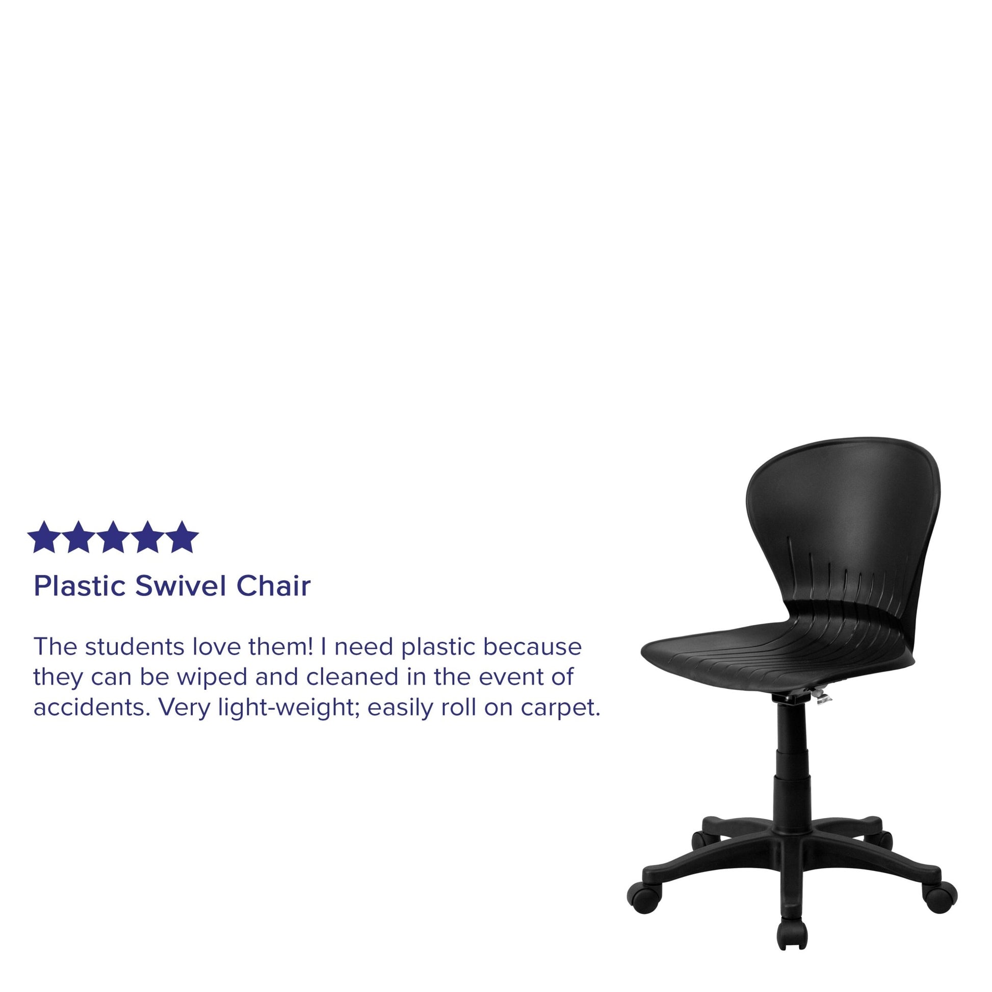Sorho Mid-Back Black Plastic Swivel Task Office Chair - SchoolOutlet