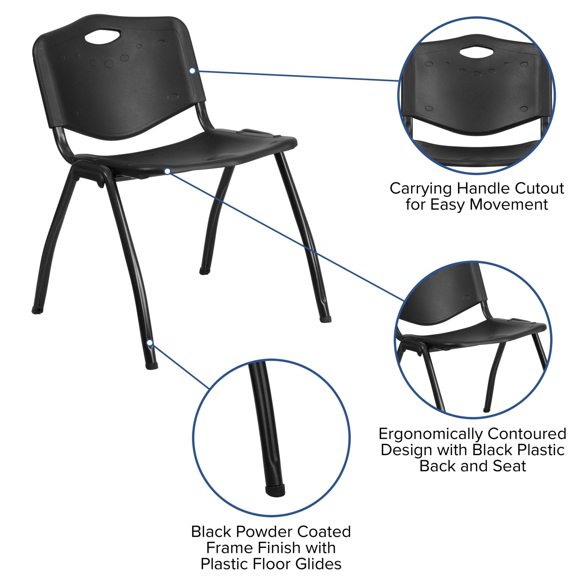 HERCULES Series 880 lb. Capacity Black Plastic Stack Chair - SchoolOutlet