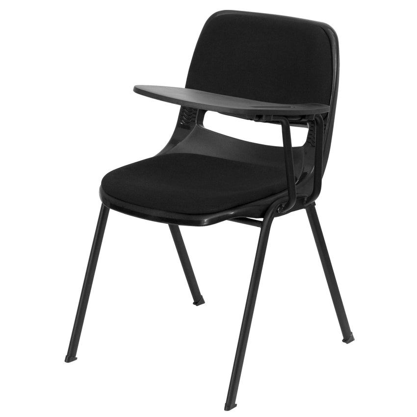 HERCULES Black Padded Ergonomic Shell Chair with Left Handed Flip-Up Tablet Arm - SchoolOutlet