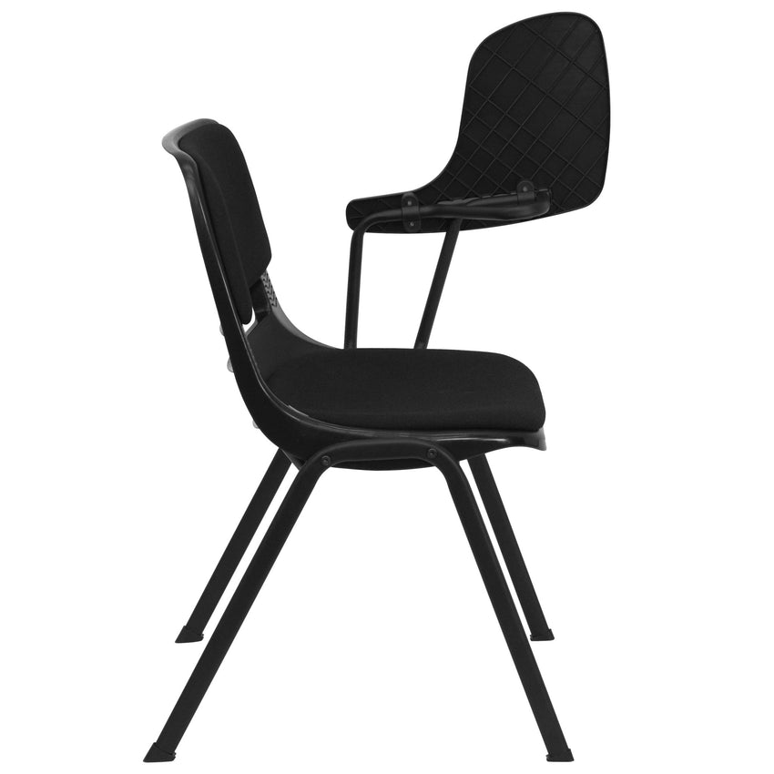 HERCULES Black Padded Ergonomic Shell Chair with Left Handed Flip-Up Tablet Arm - SchoolOutlet