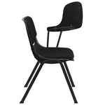 HERCULES Black Padded Ergonomic Shell Chair with Left Handed Flip-Up Tablet Arm - SchoolOutlet