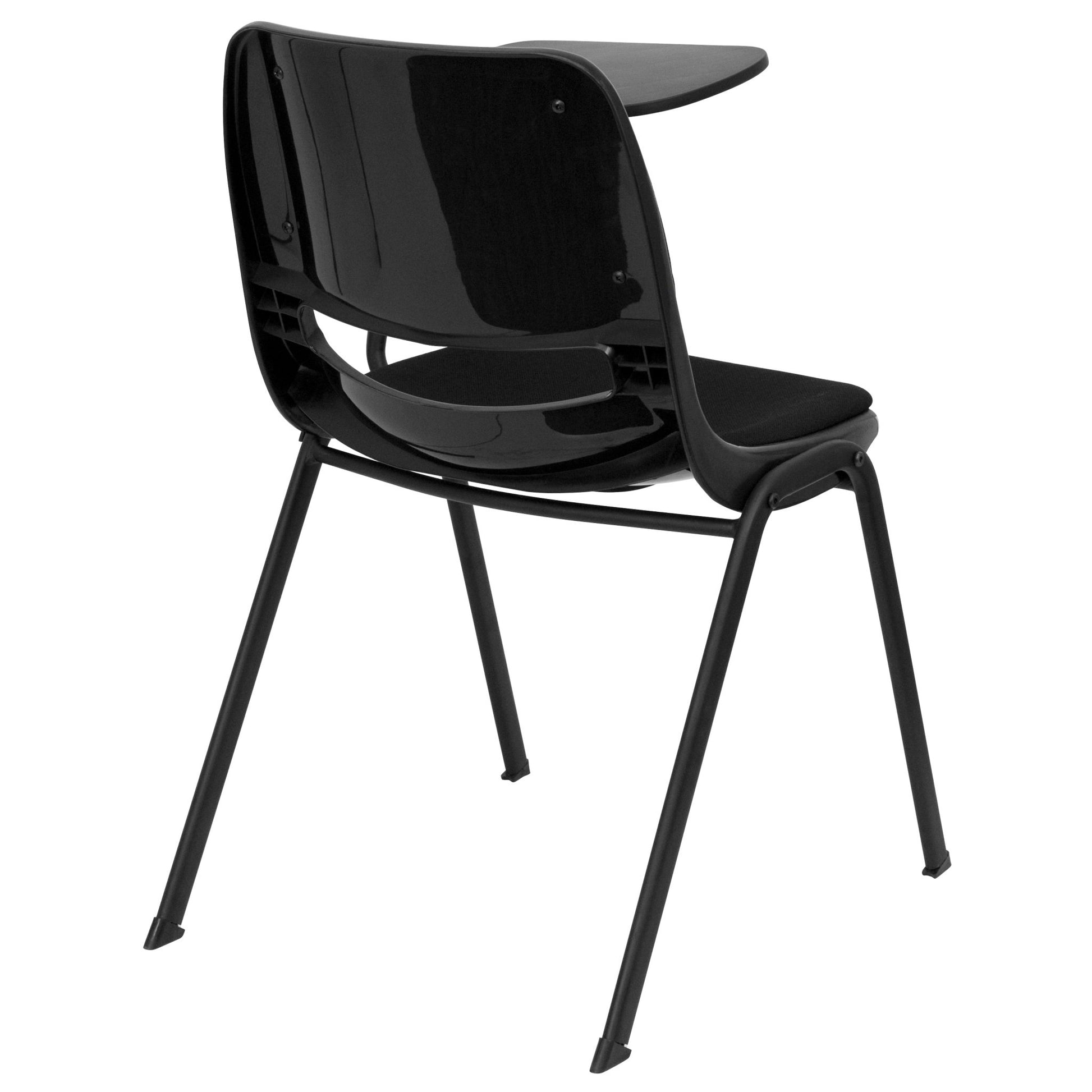 HERCULES Black Padded Ergonomic Shell Chair with Left Handed Flip-Up Tablet Arm - SchoolOutlet