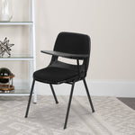 HERCULES Black Padded Ergonomic Shell Chair with Left Handed Flip-Up Tablet Arm - SchoolOutlet