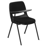 HERCULES Black Padded Ergonomic Shell Chair with Right Handed Flip-Up Tablet Arm - SchoolOutlet