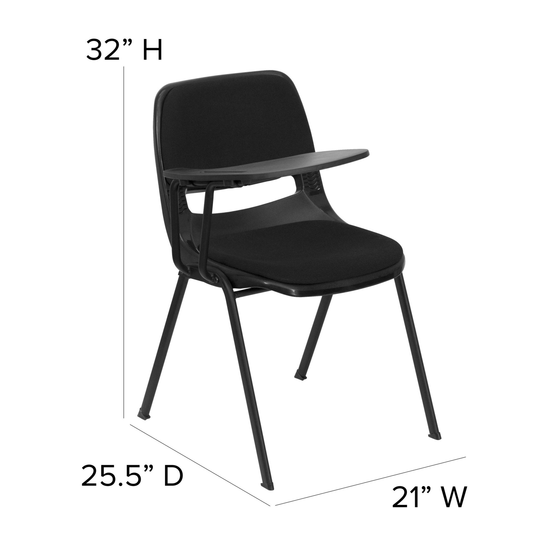 HERCULES Black Padded Ergonomic Shell Chair with Right Handed Flip-Up Tablet Arm - SchoolOutlet