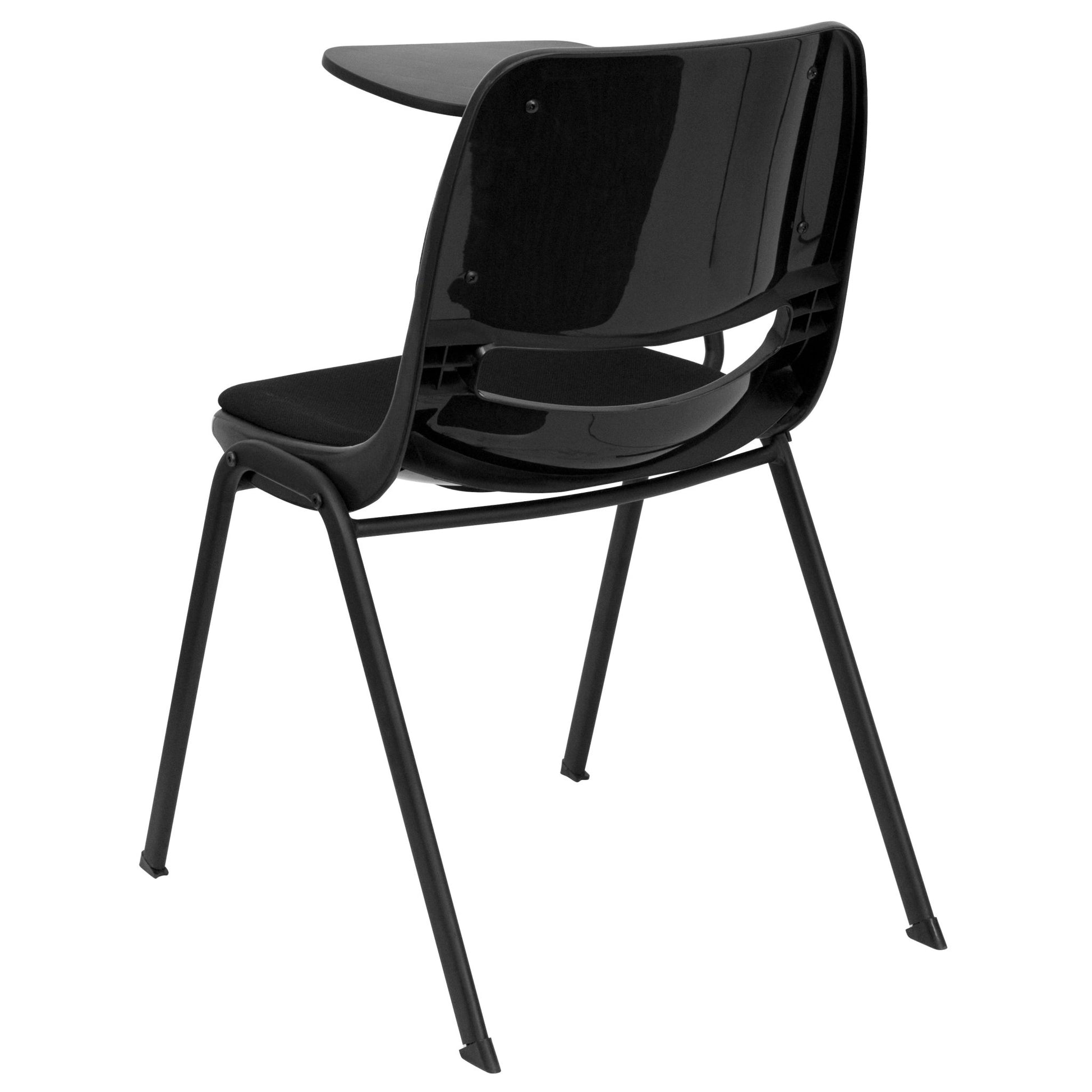 HERCULES Black Padded Ergonomic Shell Chair with Right Handed Flip-Up Tablet Arm - SchoolOutlet