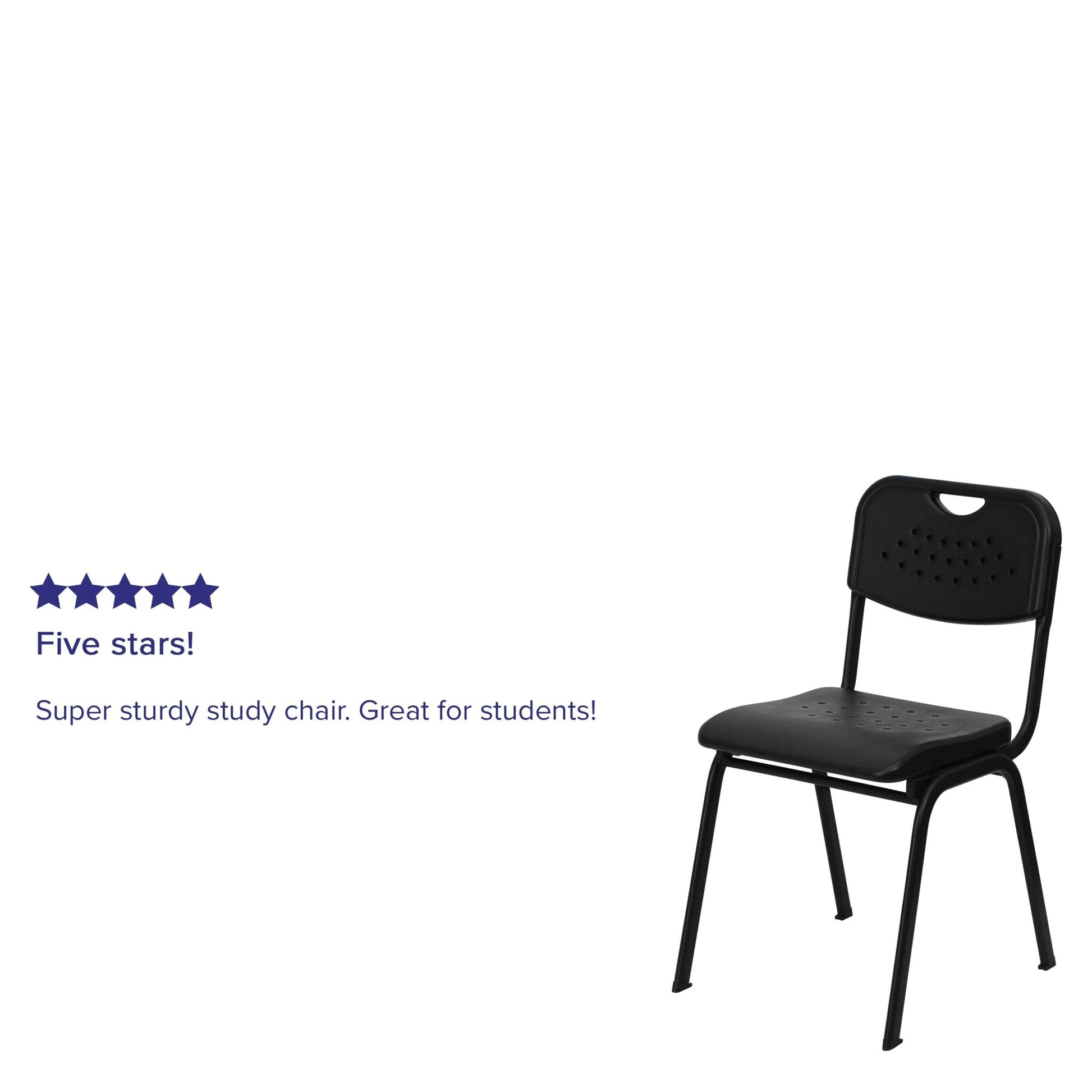 HERCULES Series 880 lb. Capacity Black Plastic Stack Chair with Open Back and Black Frame - SchoolOutlet